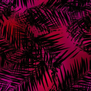 Miami gece tropikal siyah yapraklar gün batımı bulanıklığında