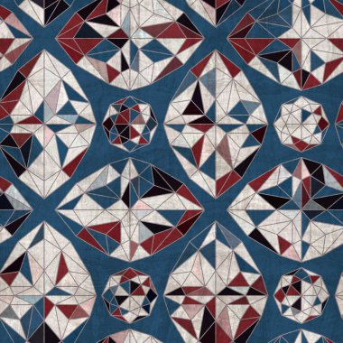 Kusursuz kırmızı beyaz ve mavi desenli retro desen