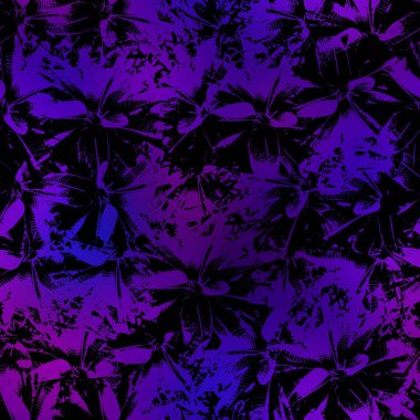 Miami gece tropikal siyah yapraklar gün batımı bulanıklığında