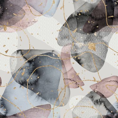 Kusursuz minimalist soyut boya ve altın damlalar.