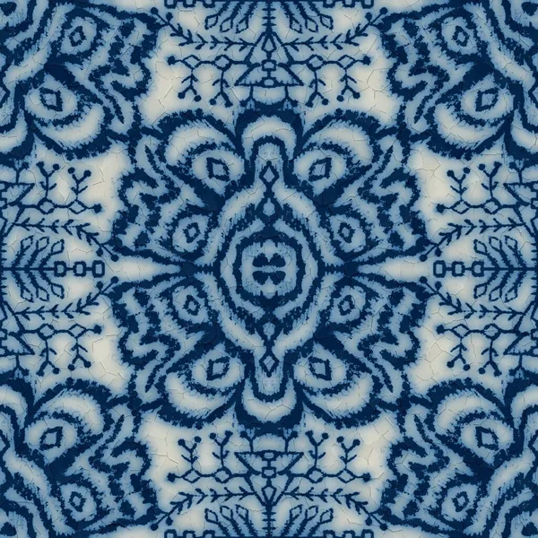 Nahtlose rissige blaue und weiße Keramik — Stockfoto