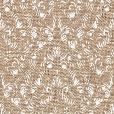 Beyaz boya desenli kusursuz çuval bezi.