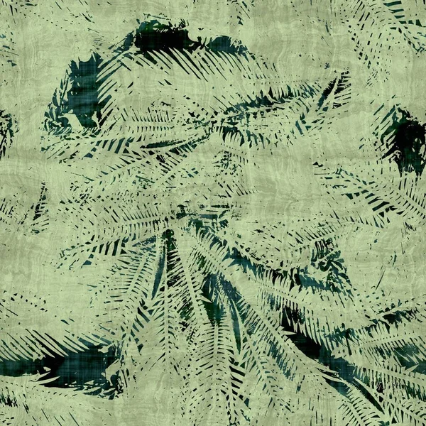 绿色热带棕榈树叶子无缝图案 — 图库照片