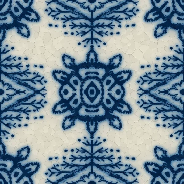 Seamless cracked blue and white ceramic design