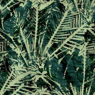 Yeşil tropikal palmiye yaprakları pürüzsüz desen bırakır