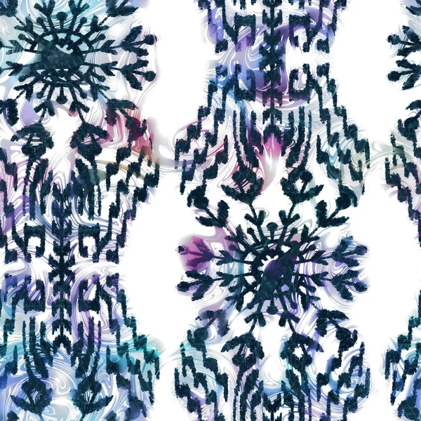 Patrón de motivo de alfombra tribal azul marino y blanco sin costuras. —  Fotos de Stock