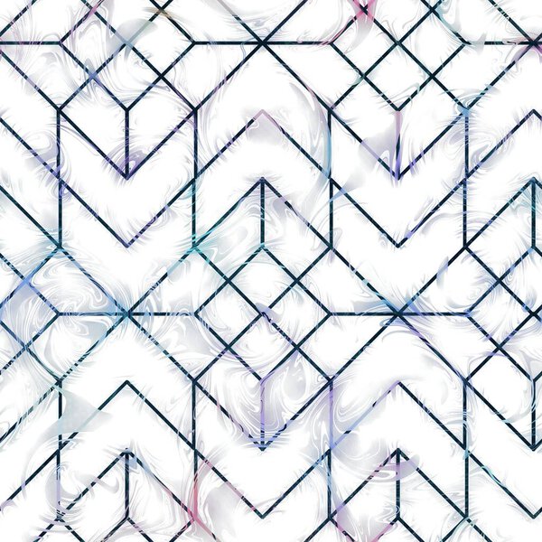 Lux navy and white iridescent geo seamless pattern