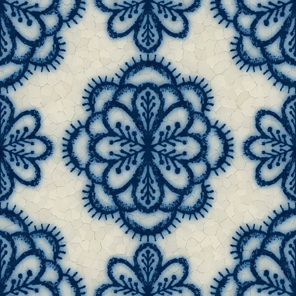 Varrat nélküli repedt kék-fehér kerámia design — Stock Fotó