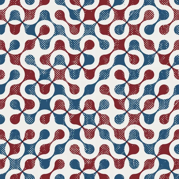 Patrón geométrico inconsútil en rojo azul negro blanco —  Fotos de Stock