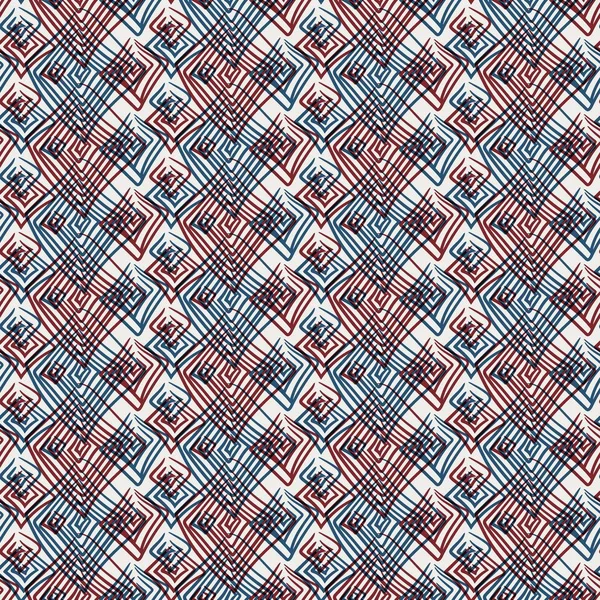 Seamless geo pattern in red blue black white — Stock Photo, Image