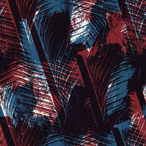 Безшовний тропічний візерунок в червоно-синьому чорно-білому — стокове фото