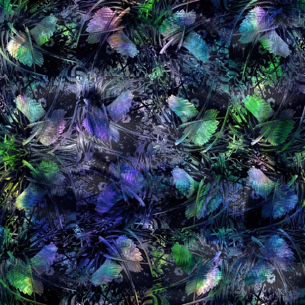Nahtlose abstrakte Farbkleckse mit floralem Overlay — Stockfoto