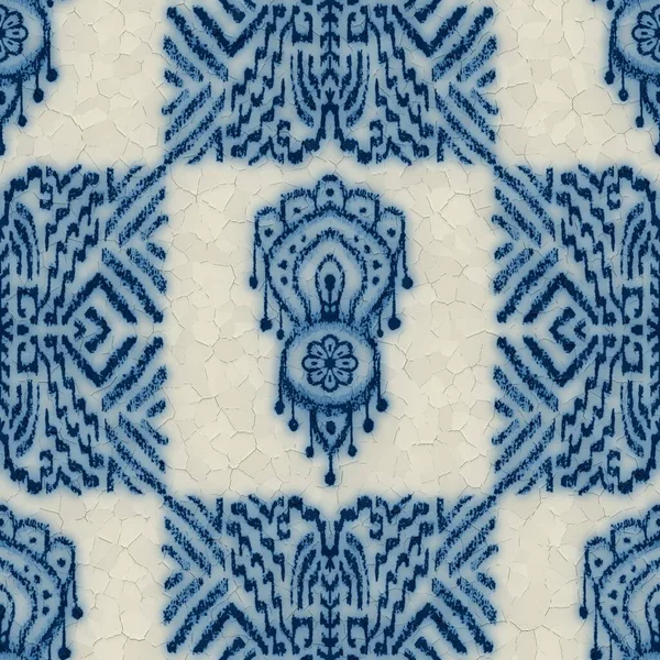 Disegno ceramico blu e bianco incrinato senza cuciture — Foto Stock