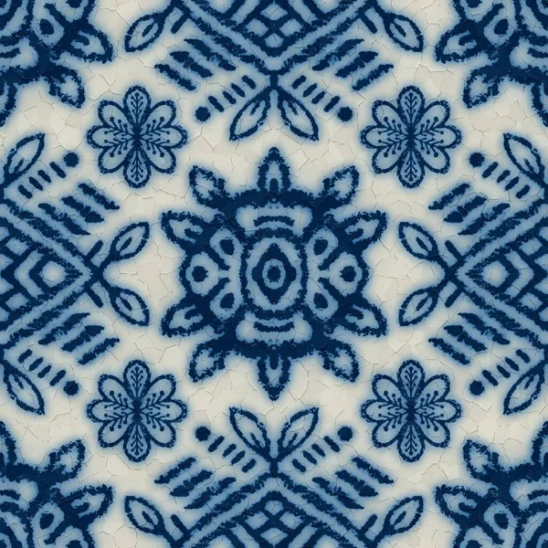 Бесшовные трещины в сине-белой керамике — стоковое фото