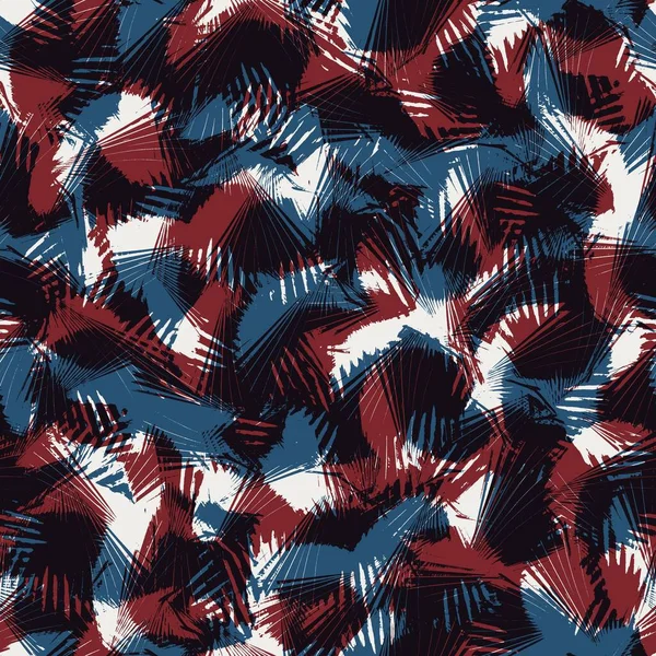 Απρόσκοπτη τροπικό μοτίβο σε κόκκινο μπλε μαύρο άσπρο — Φωτογραφία Αρχείου