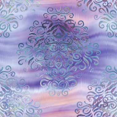 Dalgalı saten kumaş üzerinde parlak damaske deseni