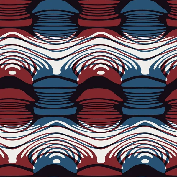 Patrón abstracto sin costuras en rojo azul negro blanco —  Fotos de Stock