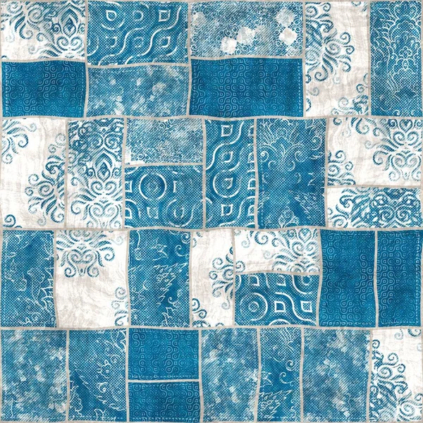 Impresión de patrón de edredón de mezcla de collage de mosaico sin costuras —  Fotos de Stock
