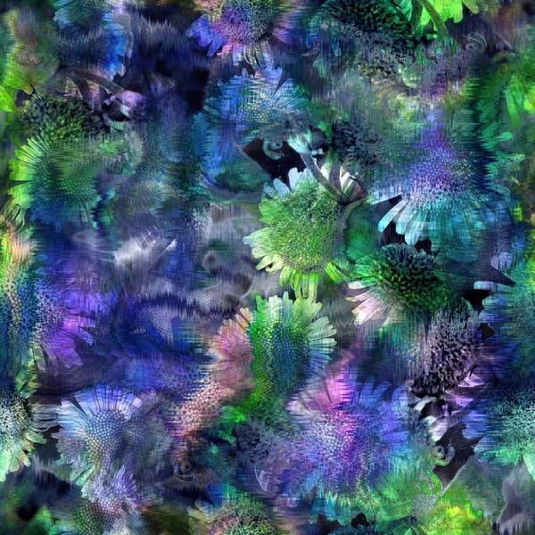 Безшовні абстрактні кольорові плями з квітковим накладанням — стокове фото