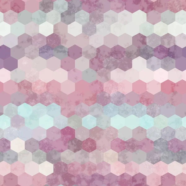 Seamless hexagon geo grid colorful grungy pattern