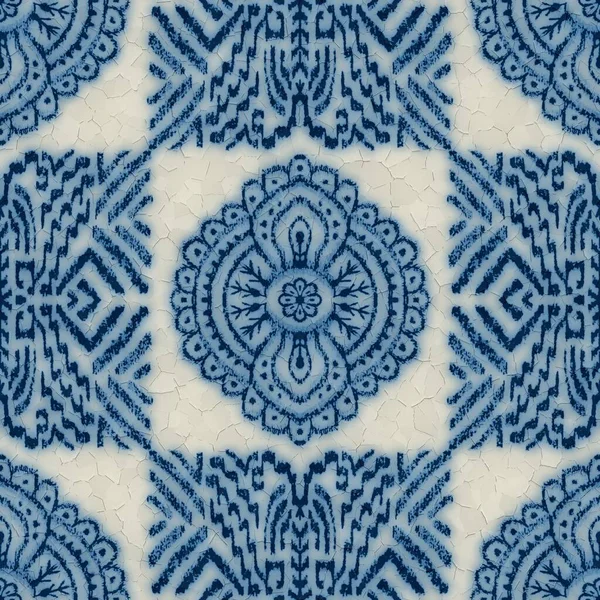 Απρόσκοπτη ραγισμένο μπλε και άσπρο κεραμικό σχεδιασμό — Φωτογραφία Αρχείου