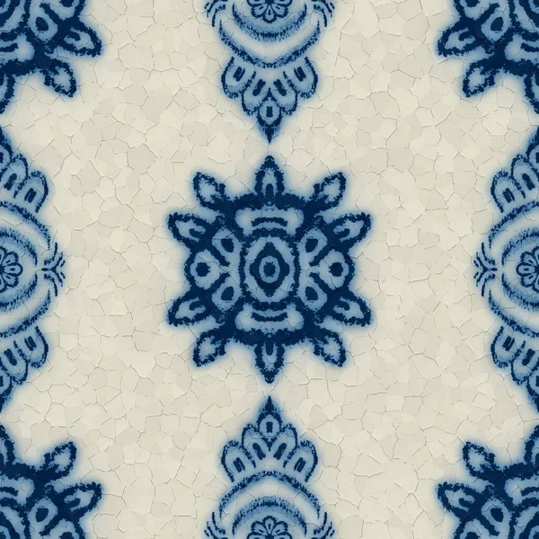 Sömlös sprucken blå och vit keramik design — Stockfoto