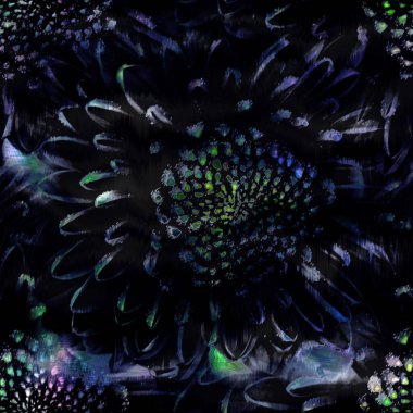 Çiçek kaplamalı kusursuz soyut renk damlaları