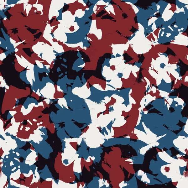 Bezešvé květinový vzor v červené modré černé bílé — Stock fotografie