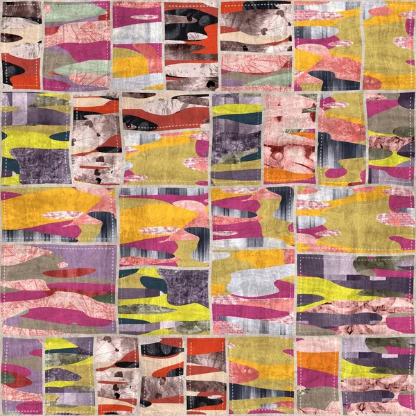 Seamless patchwork collage mix quilt pattern print