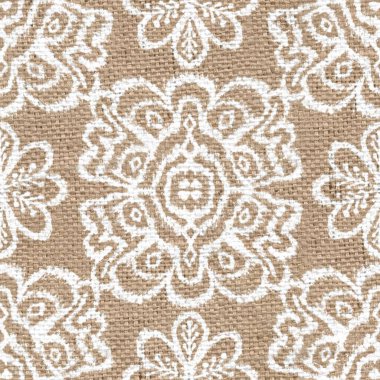 Beyaz boya desenli kusursuz çuval bezi.