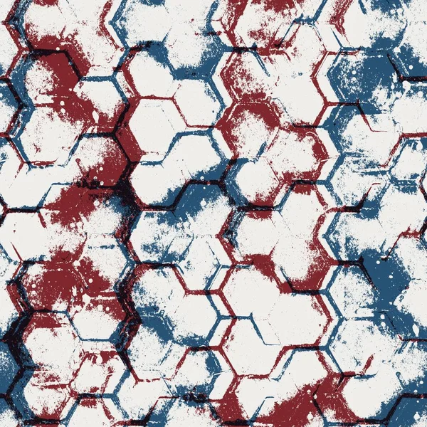 Sömlös geo mönster i röd blå svart vit — Stockfoto