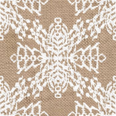 Beyaz boya desenli kusursuz çuval bezi.