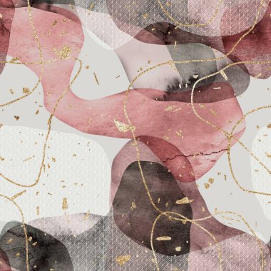 Kusursuz minimalist soyut boya ve altın damlalar.