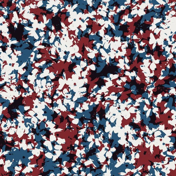 Motif floral sans couture en rouge bleu noir blanc — Photo