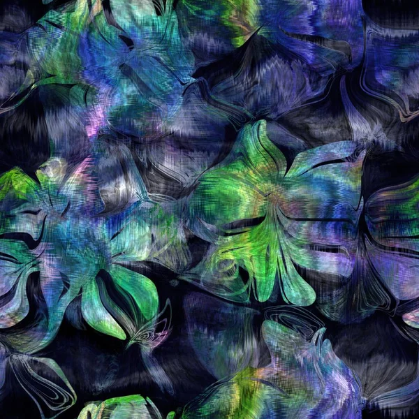 Naadloze abstracte kleur blobs met bloemen overlay — Stockfoto