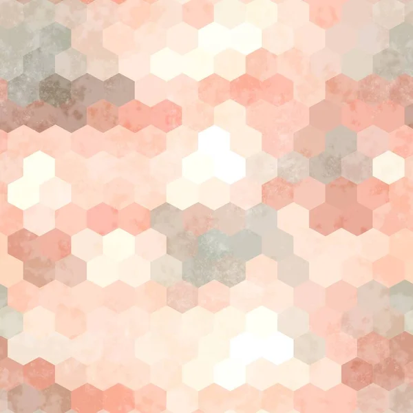 Seamless hexagon geo grid colorful grungy pattern