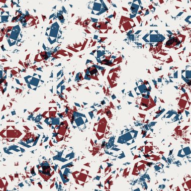 Kırmızı mavi siyah beyaz, kusursuz jeo deseni.