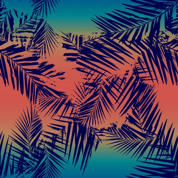 Tropisch blauw blad op ombre zonsondergang gradiënt — Stockfoto