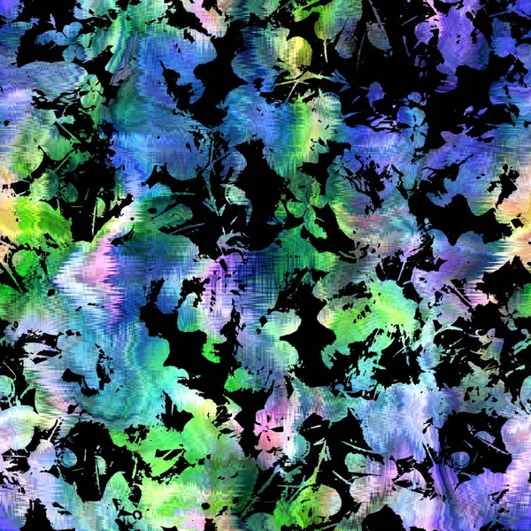 Seamless abstract color blobs with floral overlay