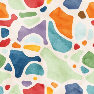 Seamless paint blobs between lines naive design clipart