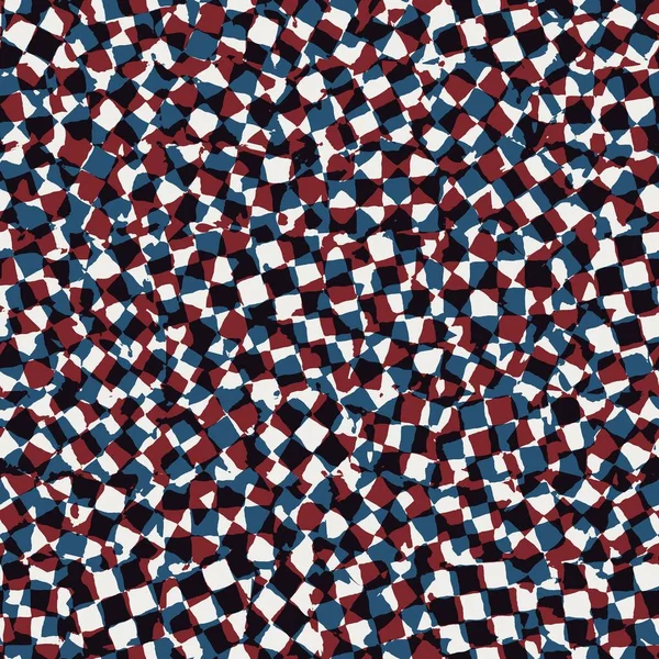 Patrón geométrico inconsútil en rojo azul negro blanco — Foto de Stock