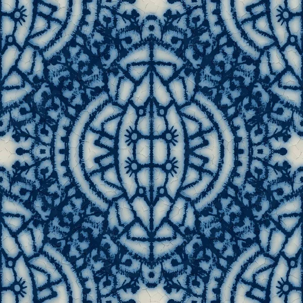 Sömlös sprucken blå och vit keramik design — Stockfoto