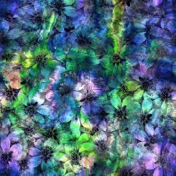 花のオーバーレイとシームレス抽象的な色の塊 — ストック写真