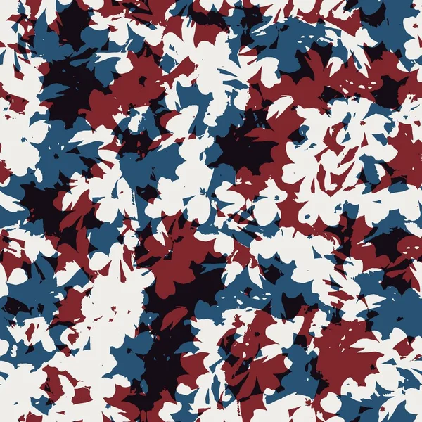Безшовний квітковий візерунок в червоно-синьому чорно-білому — стокове фото