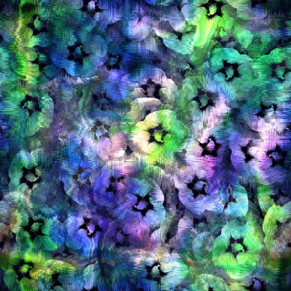 Blobs de cor abstrata sem costura com sobreposição floral — Fotografia de Stock