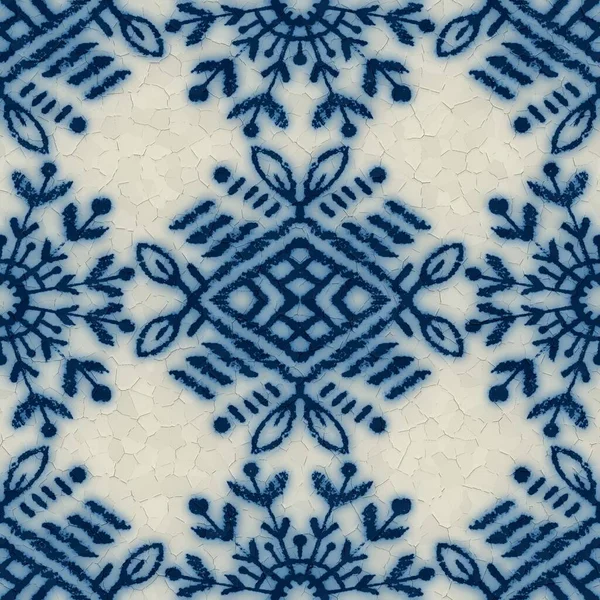 Disegno ceramico blu e bianco incrinato senza cuciture — Foto Stock