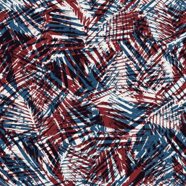 Kırmızı mavi siyah beyaz, kusursuz tropikal desen