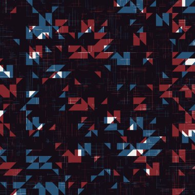 Kırmızı mavi siyah beyaz, kusursuz jeo deseni.