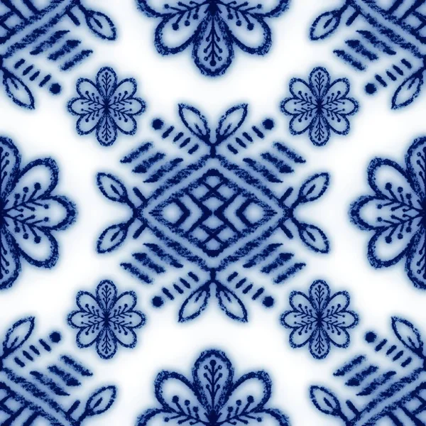 シームレスな古典的な青と白のセラミックデザイン — ストック写真