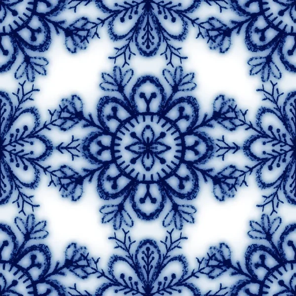 Design classico in ceramica blu e bianca senza cuciture — Foto Stock
